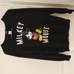 Disney black mickey mouse sweatshirt with v-cut front hole size L